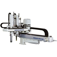 Robot regolazione elettrica - • stampaggio ad iniezione Robot-middle traslazione robot sono ampiamente applicate a iniezione plastica macchina di stampaggio 350T ~ 1800T.